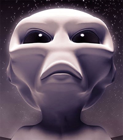 space alien looking up